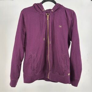 Women’s‎ Large Calvin Klein Purple Plum Hoodie Sweatshirt Jacket Gold Zipper